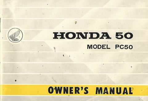 Honda PC50 Moped Model Owners Manual DOWNLOAD COPY