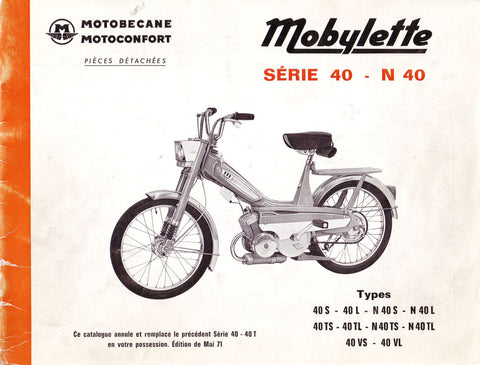 Mobylette Motobecane Moped Series 40 - N40 Spare Parts Manual in French on CD