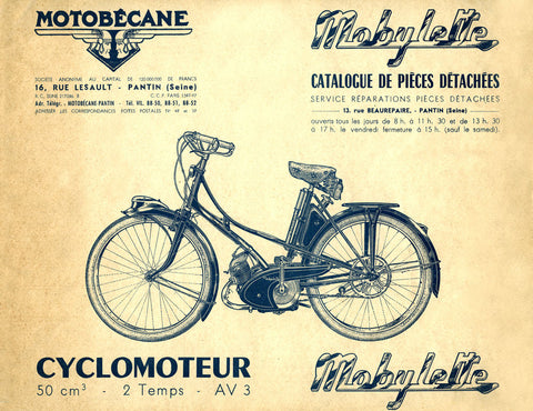 Mobylette Motobecane Moped AV3 Spare Parts Manual in French on CD