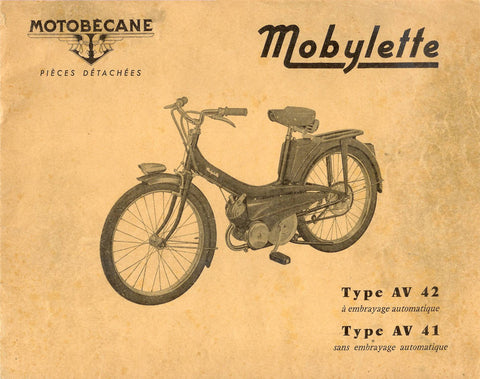 Mobylette Motobecane Moped AV41-AV42 Spare Parts Manual in French on CD