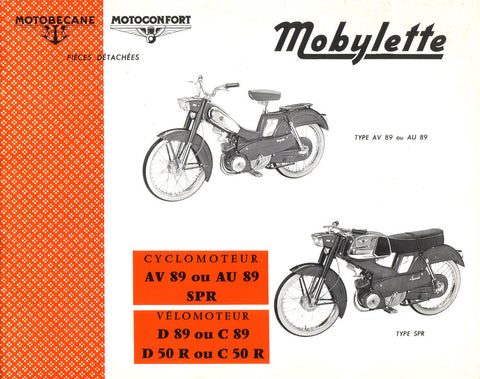 Mobylette AV AU89 - SPR - D C89 - D C50R Spare Parts Manual in French on CD