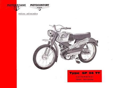 Mobylette Motobecane Moped SP94TT Spare Parts Manual in French DOWNLOAD COPY