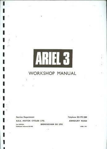BSA Ariel 3 ( Three ) Moped Workshop Manual DOWNLOAD COPY