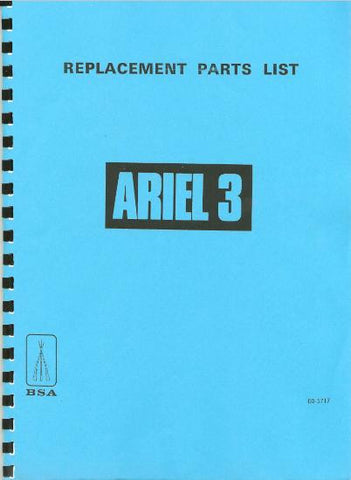 BSA Ariel 3 (Three)  Replacement/Spare Parts List on CD