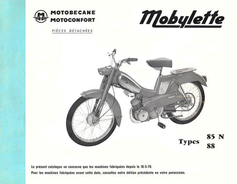 Mobylette Motobecane Moped 85N-88 Spare Parts Manual in French on CD