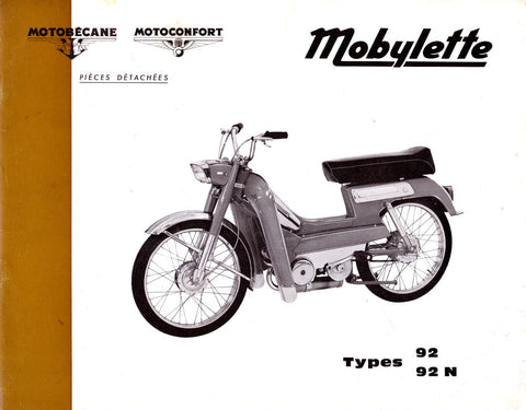 Mobylette Motobecane Moped 92-92N Spare Parts Manual in French DOWNLOAD