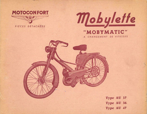 Mobylette Motobecane Moped AU37-36-47 Spare Parts Manual in French on CD