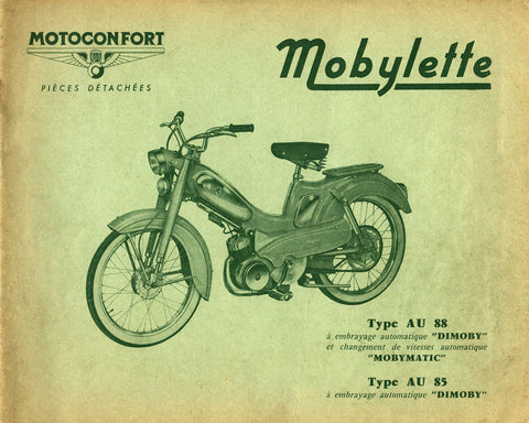 Mobylette Motobecane Moped AU85-88 Spare Parts Manual in French on CD