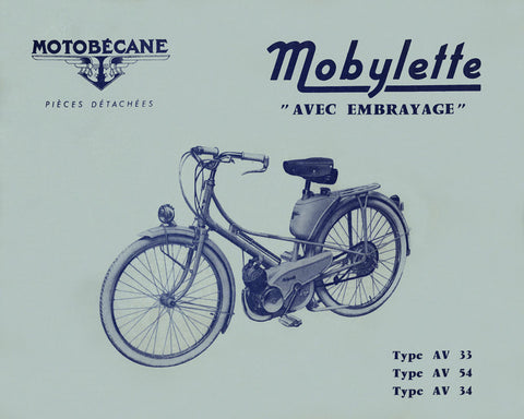 Mobylette Motobecane Moped AV33-54-34 Spare Parts Manual in French DOWNLOAD