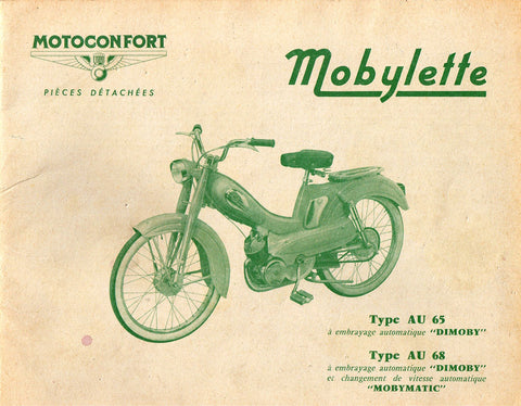 Mobylette Motobecane Moped AV AU65 - AV AU68 Spare Parts Manual in French on CD
