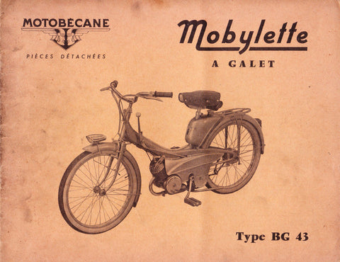 Mobylette Motobecane Moped BG CG43 Spare Parts Manual in French on CD