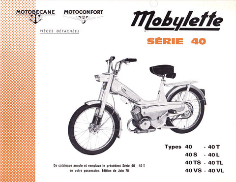 Mobylette Motobecane Moped Series 40 Spare Parts Manual in French on CD