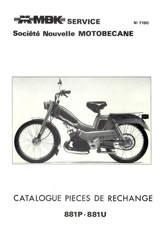 Mobylette Motobecane Moped 881U - 881P Spare Parts Manual in French on CD