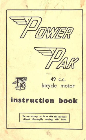 Power Pak 49cc Bicycle Motor Instruction Book DOWNLOAD COPY
