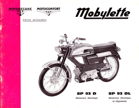 Mobylette Motobecane Moped SP93D - DL Spare Parts Manual in French on CD